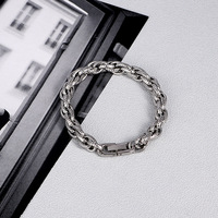 Ensemble de bijoux pour homme en acier inoxydable massif : collier et bracelet à maillons cubains et chaîne torsadée avec fermoir double