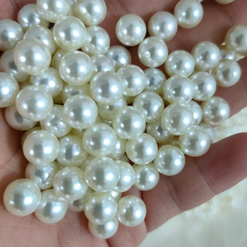 Perle en plastique de couleur rose sans trou, vente en gros, perles rondes en plastique, 4 6 8 10 12 14 16 18 20mm