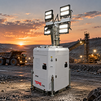 Tour d'éclairage à moteur diesel 110L avec éclairage puissant 4*350W LED, moteur Kubota