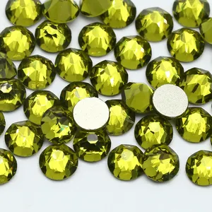 XULIN SS10 SS16 SS20 SS30 8 Big+8 Small 16 Cut Facets Olivine Color Flat Back Crystal Glass Stone Nail Art Rhinestones