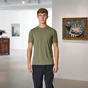 Camiseta Casual de Algodón 100% para Hombre, Corte Regular, Manga Corta, Gruesa, con Logotipo Personalizado Estampado, Tejido de Punto, Diseño Liso - Product Image 2