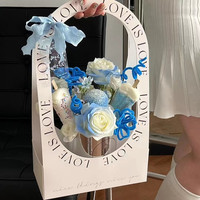 Prix d'usine, échantillon gratuit, panier à fleurs en papier portable pour la Saint-Valentin, sacs cadeaux pour plantes, emballage en papier