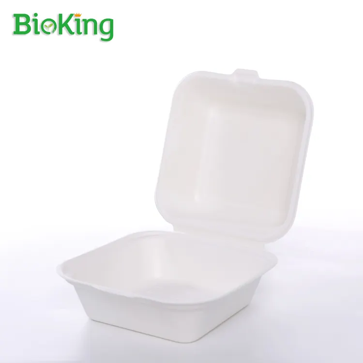 BioKing סיטונאי סמלים הניתנים להתאמה אישית צלחות במבוק חד פעמיות כלי אוכל למסיבה קופסת המבורגר מזון מהיר טייק אווי