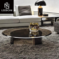 Table basse en acier inoxydable et verre de style luxueux pour salon, design créatif, villa