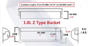 Modelo americano LS-100 2.05 Litros L15 polegadas Elevador funil Z-tipo balde elevador ABS plástico funil, 2.05L z tipo elevador balde