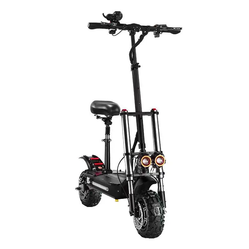 11 Inch Two Wheel 100Km Long Range High Speed 50 Mph 60V Dual E Hub Motor Offroad Electric Scooter With Handle and Lights