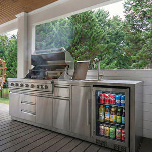 <span class=keywords><strong>เตา</strong></span>บาร์บีคิวสแตนเลสกลางแจ้งขนาด 58 ลิตร แบบปรับแต่งได้ พร้อมครัวสวนหรูหราและตู้กันน้ำสำหรับรับประทานอาหารและใช้งานในห้างสรรพสินค้า - Product Image 1