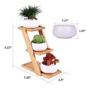 Petit support <span class=keywords><strong>de</strong></span> plante mobile personnalisable présentoir <span class=keywords><strong>de</strong></span> fleurs d'intérieur en bois <span class=keywords><strong>de</strong></span> bambou multicouche pour centre commercial fini en <span class=keywords><strong>peinture</strong></span> - Product Image 5