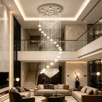 Lustre rotatif en cristal de luxe léger, en acier inoxydable, avec LED dimmable, pour villa et salon – Vente directe usine