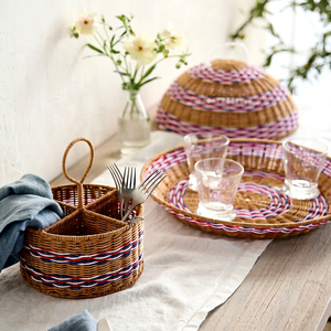 Panier de rangement en rotin éco-responsable fait main avec poignées, style moderne, multi-usages, rectangulaire, pour cuisine, conteneur alimentaire tissé - Product Image 1