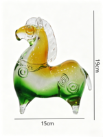 Figurine de cheval en verre Liuli chinois traditionnel fait main, élégante, en cristal, sculpture de cheval Tang, 15x19cm, collection, vente en gros