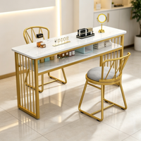 Table de manucure de luxe double poste de travail avec tabouret pour salon de beauté et spa des ongles