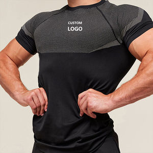 Maglietta Sportiva OEM a Maniche Corte per Allenamento, Fitness, Traspirante, Compressiva, Altamente Elastica, da <span class=keywords><strong>Palestra</strong></span> e Corsa per <span class=keywords><strong>Uomo</strong></span> - Product Image 2