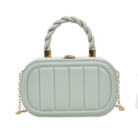 Sac Mini Boîte Couleur Bonbon pour Femme, Sac à Main Rigide Texturé avec Poignée Tressée et Bandoulière Chaîne, Sac Bandoulière pour Mariage