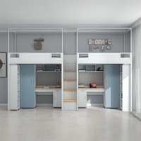 Lit superposé en métal avec bureau intégré, réglable en hauteur, pour étudiants, dortoirs, usage commercial, écoles, design moderne