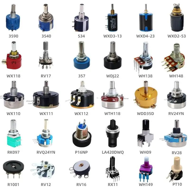 Various types of potentiometers