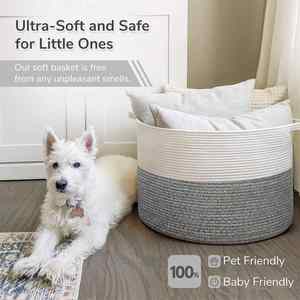 Custom <b>Large</b> Blanket <b>Basket</b> Living Room 22" X 22" X 14" Cotton Rope <b>Baskets</b> for Toys Towels Pillows Clothes - Product Image 5