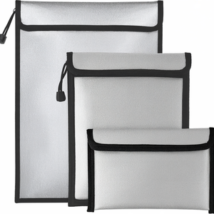 3 Pack Gray Fireproof And Waterproof <strong>Document</strong> <strong>Bag</strong> A4/A5 Organizer Pouch With Zipper For Laptop Storage Safe Storage For Fire - Product Image 1