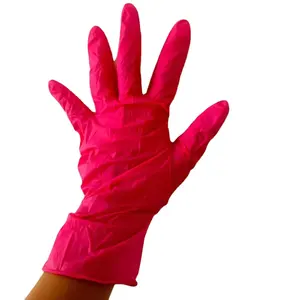 Custom Logo Cheap Red Nitrile Gloves Protective Beauty Salon Hair Color Tattoo Dental Lab Gloves