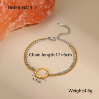 Ensemble de bijoux chaîne cercle minimaliste Punk plaqué or deux tons gland boucles d'oreilles en acier inoxydable Bracelet collier pour femmes