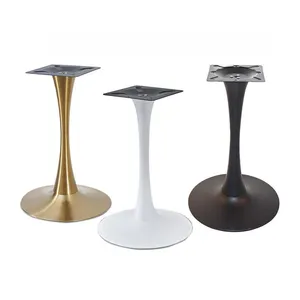 Atacado Preço de Fábrica Único Estilo Moderno Ornado Ouro Branco Prata Preto Oval Redondo Forma Tulip Metal Table Base