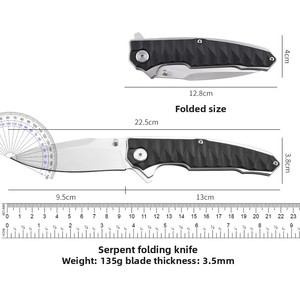 มีดพับใบมีดเหล็กกล้าไร้สนิมความแข็งสูงจากโรงงาน ผลิตด้วยเทคโนโลยี CNC พร้อมด้ามไนลอนไฟเบอร์ลายงูหลาม สำหรับใช้งานกลางแจ้งและปอกผลไม้ - Product Image 4