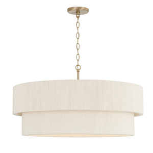 Lampadario Moderno da 30 Pollici con Paralume in Tessuto Bianco Personalizzato, Altezza Regolabile, a Risparmio Energetico, per Interni - Product Image 4