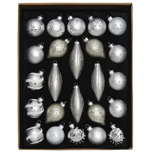 Eaglegits-bolas colgantes de árbol de Navidad, conjunto de regalos en caja, adornos de vidrio decorativos de Navidad, nuevo diseño, 24 Uds.