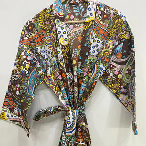 Kimono de Manga Larga 100% Algodón, Digital, Transpirable, Ecológico, Talla Única, Aproximadamente 50 Pulgadas, Silueta Recta, Proveedor de la India - Product Image 1