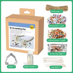 Bview Kit d'argile sèche à l'air blanc <span class=keywords><strong>de</strong></span> qualité supérieure Kit <span class=keywords><strong>complet</strong></span> <span class=keywords><strong>de</strong></span> démarrage <span class=keywords><strong>de</strong></span> poterie dans une boîte kraft écologique - Product Image 2