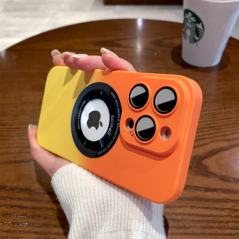 Магнитный чехол для телефона с градиентом для беспроводной зарядки iPhone 14 11 12 13 Pro Max 14 Plus 14Pro, противоударный жесткий чехол из поликарбоната с отверстием для логотипа