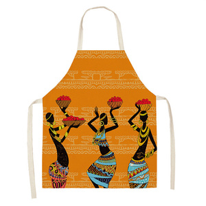 Delantales estampados africanos ama de llaves moda chica patrón algodón Lino cocina mujer delantal - Product Image 2