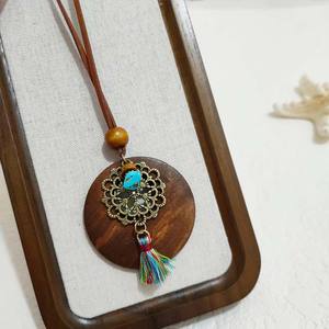 จี้พู่ห้อยแนวเรโทรโบฮีเมียนจี้ใบกลมกลวงออกยาวเครื่องประดับอเนกประสงค์สร้อยคอของผู้หญิง - Product Image 6