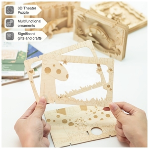 Puzzle 3D en bois pour enfants, design original <span class=keywords><strong>Wincent</strong></span>, thème animalier, style théâtre en papier, mini-puzzle, cadeau pour enfants - Product Image 6