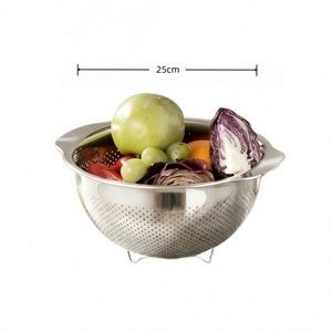 Food-grade 304 Stainless Steel Basin Set Thickened Home Kitchen Vegetable Washing Draining <b>Basket</b> Soup Strainer Pot Dishwasher - Product Image 3