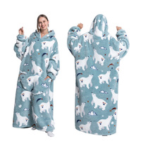 Couverture à capuche en peluche surdimensionnée en stock d'usine poche manches sweats jeter hiver sweats couverture pour femmes
