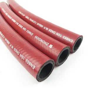 红色一层钢丝编织液压软管，用于输送二氧化碳和抗静电