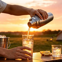 Shaker à cocktails professionnel en acier inoxydable 750 ml, type Cobbler, avec passoire intégrée, mélangeur à Martini, accessoires de bar pour fêtes à domicile