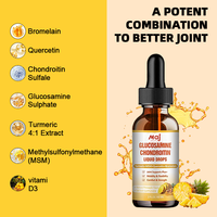 OEM Gouttes liquides de glucosamine chondroïtine sulfate MSM 60ml Supplément contenant du curcuma, de l'encens, de la quercétine, de la bromélaïne