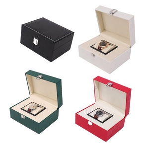 ハイエンドカスタムロゴPUレザーシングルピローウォッチ収納ボックスシルバーロック可能な時計パッキングケース - Product Image 1