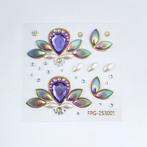 Autocollants irisés en <span class=keywords><strong>strass</strong></span> pour le front, auto-adhésifs sans colle, pour le <span class=keywords><strong>visage</strong></span>, pour festival de musique, fête, maquillage de scène - Product Image 3