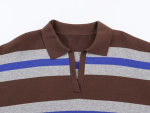 TAOP&ZA Primavera 2026, Nuevo Polo de Punto Holgado Informal con Bloques de Color y Rayas, Cuello en V, 5536012 - Product Image 3