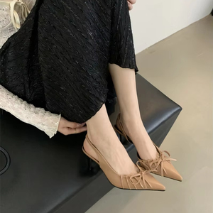 2026 Women's Pointy Single-shoe Pumps High Heel Stiletto <b>Sandals</b> with French Skirt Temperament for Summer - Product Image 5