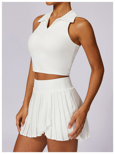 Grosir setelan rok tenis P230 wanita kustom 2 potong pakaian Golf berlipat pakaian tenis wanita - Product Image 6