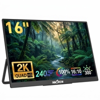 Monitor Portátil de 16 Pulgadas 2K QHD, Frecuencia de Actualización de 240Hz, Gama de Colores 100% sRGB, Pantalla Mate para Laptop, Smartphone, Xbox