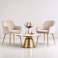 Fauteuil de salon de luxe en velours, chaise d'appoint rembourrée avec rembourrage en mousse, pieds en métal doré