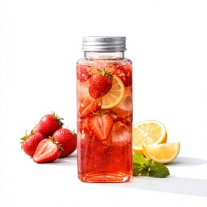300ml PET VD300-33 Transparent Square Bottle with <b>Aluminum</b> Twist Cap Food-Grade for Drinks for Juice Made in Vietnam Factory - Product Image 3