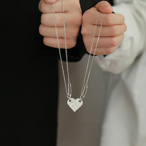 Kreative Puzzle Herz Anhänger Paar Halskette Bausteine 2-in-1 Nähen Herzförmige Anhänger Halskette Set für Liebhaber - Product Image 5