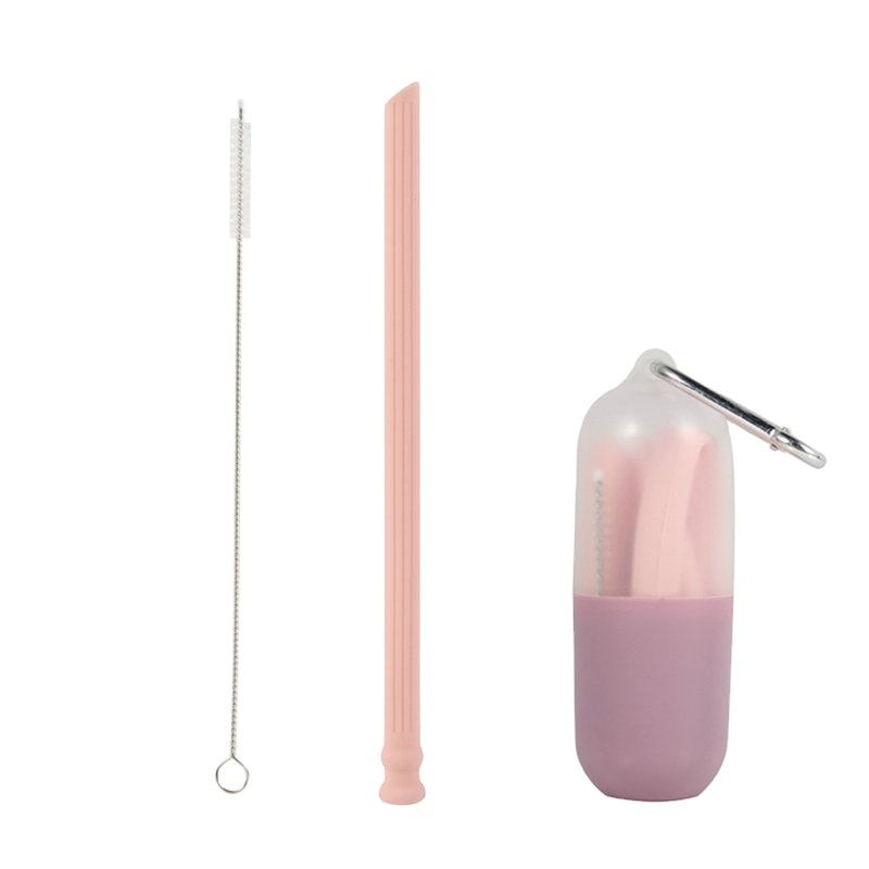 Silicone straw with case