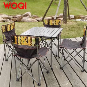 WOQI Juego de mesa y silla plegable para exteriores Mesa y silla plegable portátil Juego de 5 piezas Juego de 7 piezas